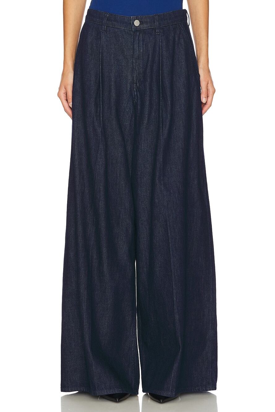 Theory Pleated Wide Leg Denim Pants Jeans Indigo Blue Size 26